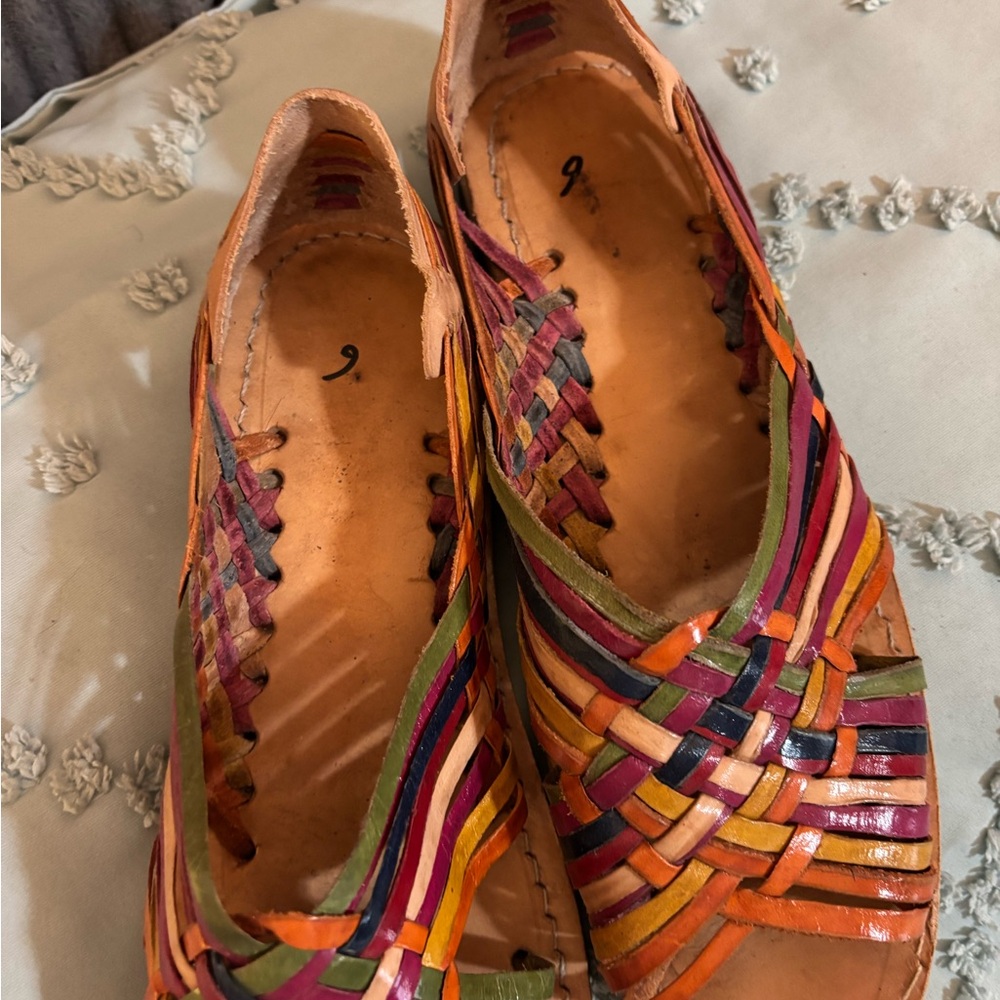 Red and Orange Espadrilles with Intricate Woven Design